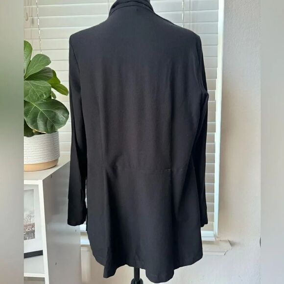 Eileen Fisher Open Front Jacket Blazer Black Size M Viscose Nylon Spandex Casual - Picture 3 of 6